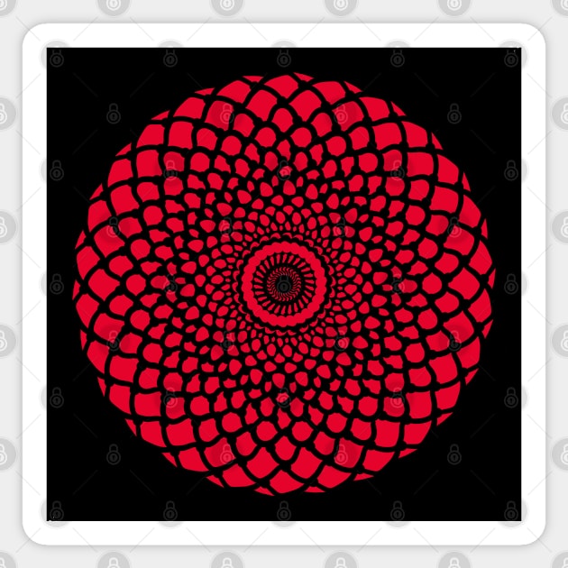 Red flower on black background, pattern Sticker by marina63